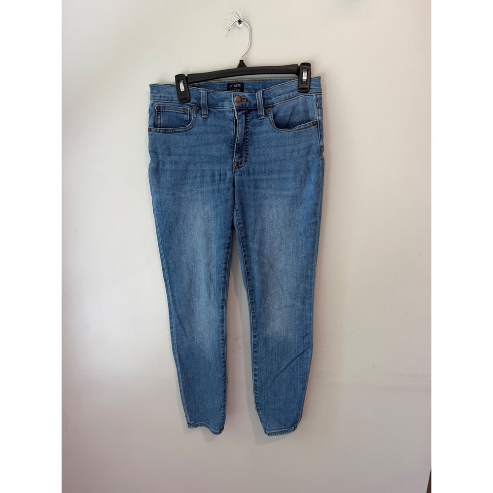 J.Crew 8 Inch Mid-Rise Skinny Jeans Medium Wash Blue Denim Size 27